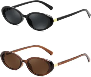 FEISEDY Retro Oval Cateye Sunglasses for Women Men Fashion Small 90s Style Vintage Shades B4180