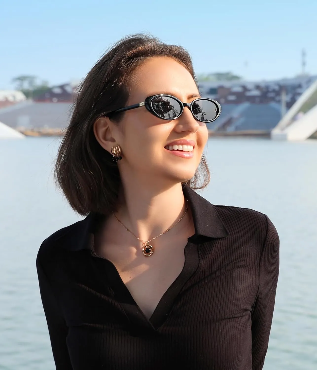 FEISEDY Retro Oval Cateye Sunglasses for Women Men Fashion Small 90s Style Vintage Shades B4180
