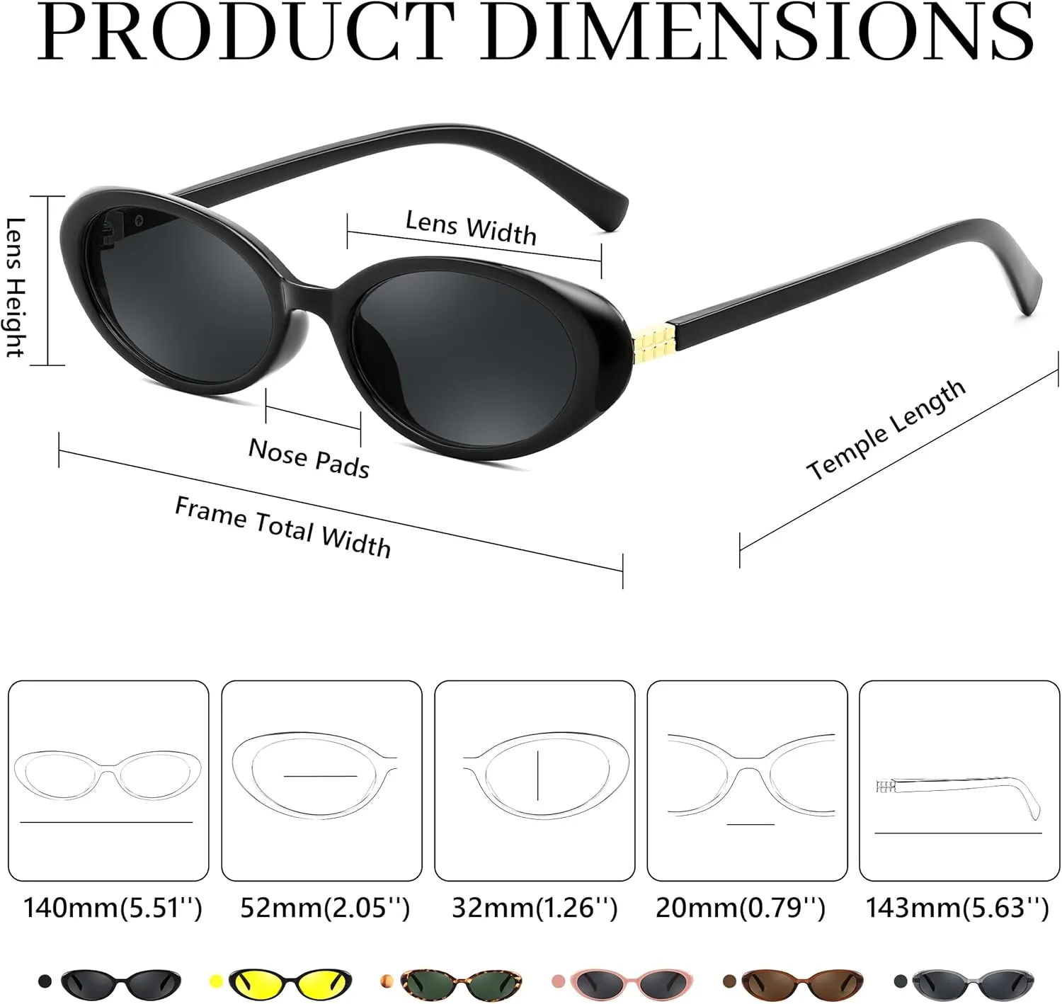 FEISEDY Retro Oval Cateye Sunglasses for Women Men Fashion Small 90s Style Vintage Shades B4180