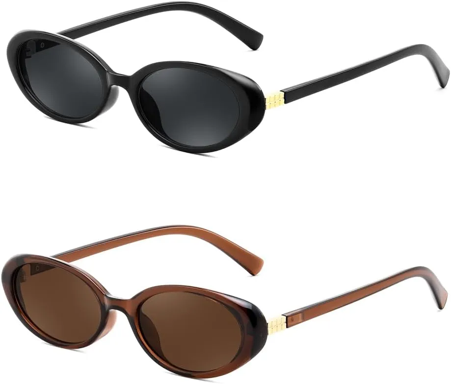 FEISEDY Retro Oval Cateye Sunglasses for Women Men Fashion Small 90s Style Vintage Shades B4180