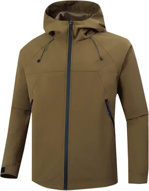 Finelylove Mens Rain Jacket,Windproof Lightweight Windbreaker Outdoor Softshell Rain Coat Mens Rain Jackets With Hood