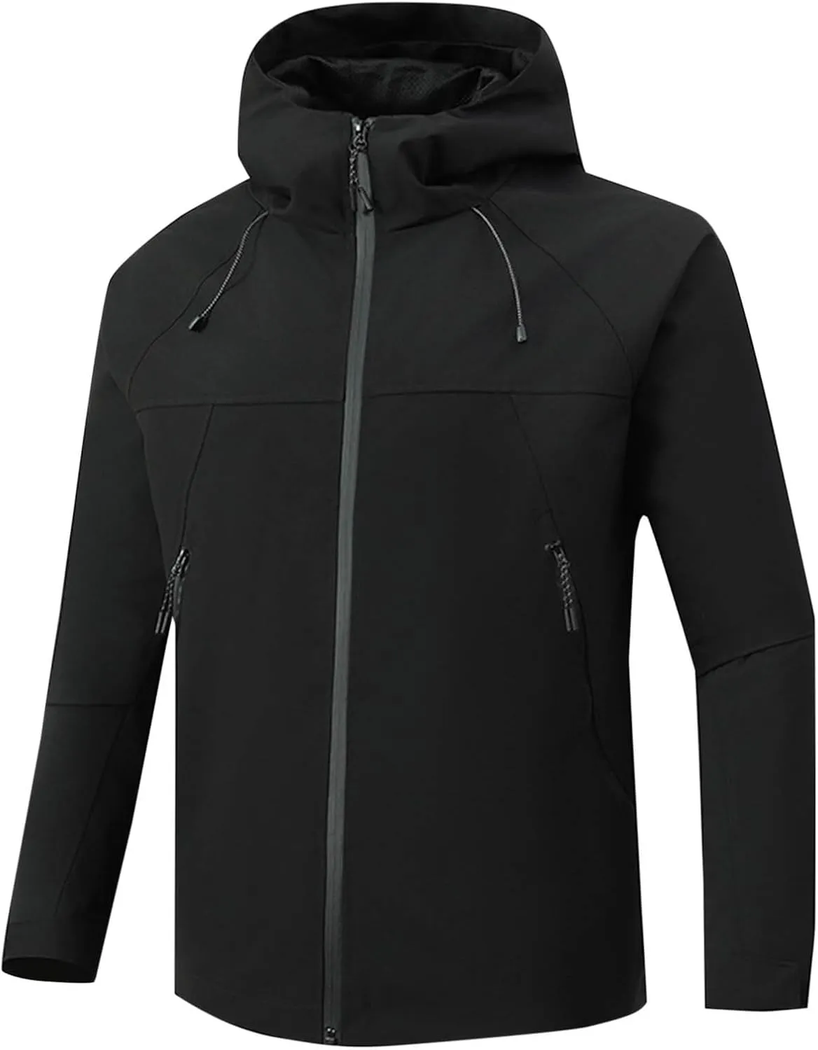 Finelylove Mens Rain Jacket,Windproof Lightweight Windbreaker Outdoor Softshell Rain Coat Mens Rain Jackets With Hood