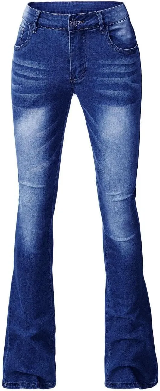 Flare Jeans for Women Button Up Curvy Slim Fit Butt Lifting High Waist Stretch Bell Bottom Jeans Bootcut Denim Pants