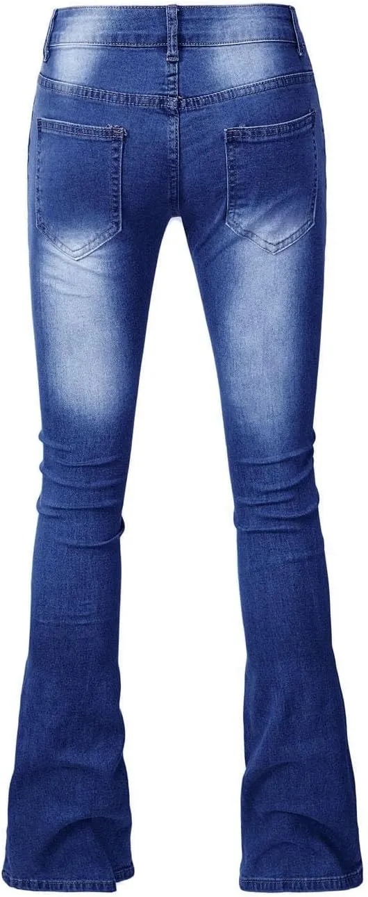 Flare Jeans for Women Button Up Curvy Slim Fit Butt Lifting High Waist Stretch Bell Bottom Jeans Bootcut Denim Pants