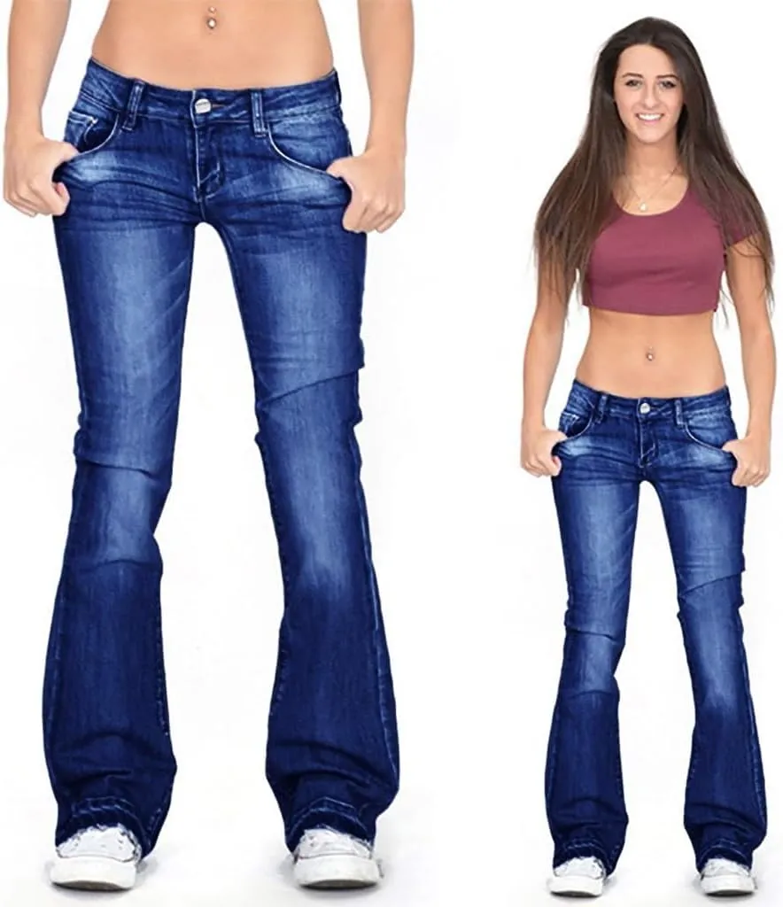 Flare Jeans for Women Button Up Curvy Slim Fit Butt Lifting High Waist Stretch Bell Bottom Jeans Bootcut Denim Pants