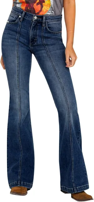 Flared Jeans Women High Waisted Plus Size Jeans Curvy Fit Jeans Bootcut Jeans Trendy Stretchy Booty Lift Denim Pants