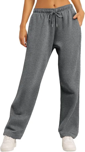 Fleece Lined Sweatpants Women Tall with Pocket Solid Color Trousers Stretchy Flowy Pants for Women High Rise Pants