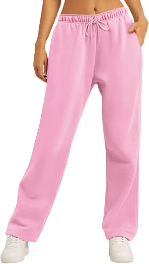 Fleece Lined Sweatpants Women Tall with Pocket Solid Color Trousers Stretchy Flowy Pants for Women High Rise Pants