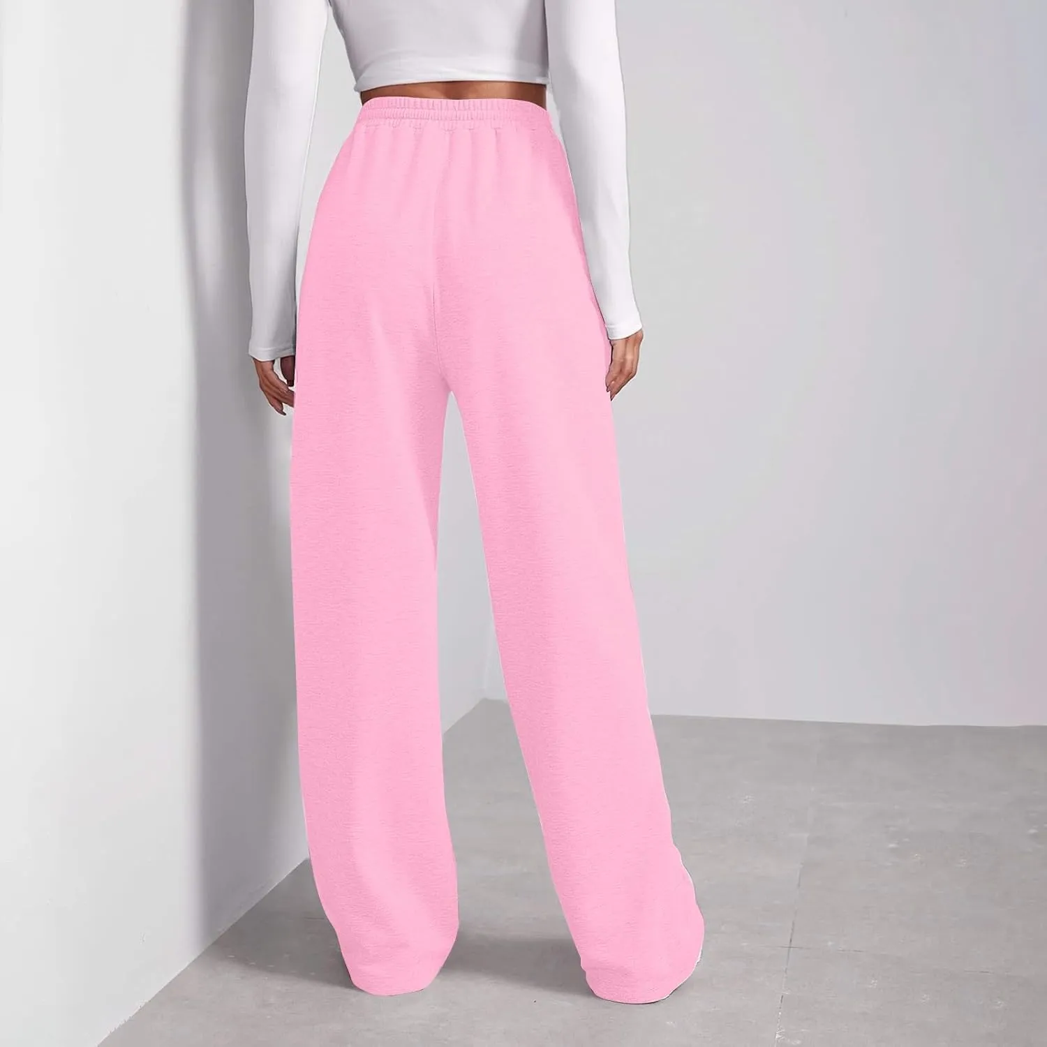 Fleece Lined Sweatpants Women Tall with Pocket Solid Color Trousers Stretchy Flowy Pants for Women High Rise Pants