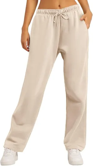 Fleece Lined Sweatpants Women Tall with Pocket Solid Color Trousers Stretchy Flowy Pants for Women High Rise Pants