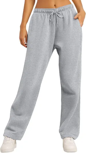 Fleece Lined Sweatpants Women Tall with Pocket Solid Color Trousers Stretchy Flowy Pants for Women High Rise Pants