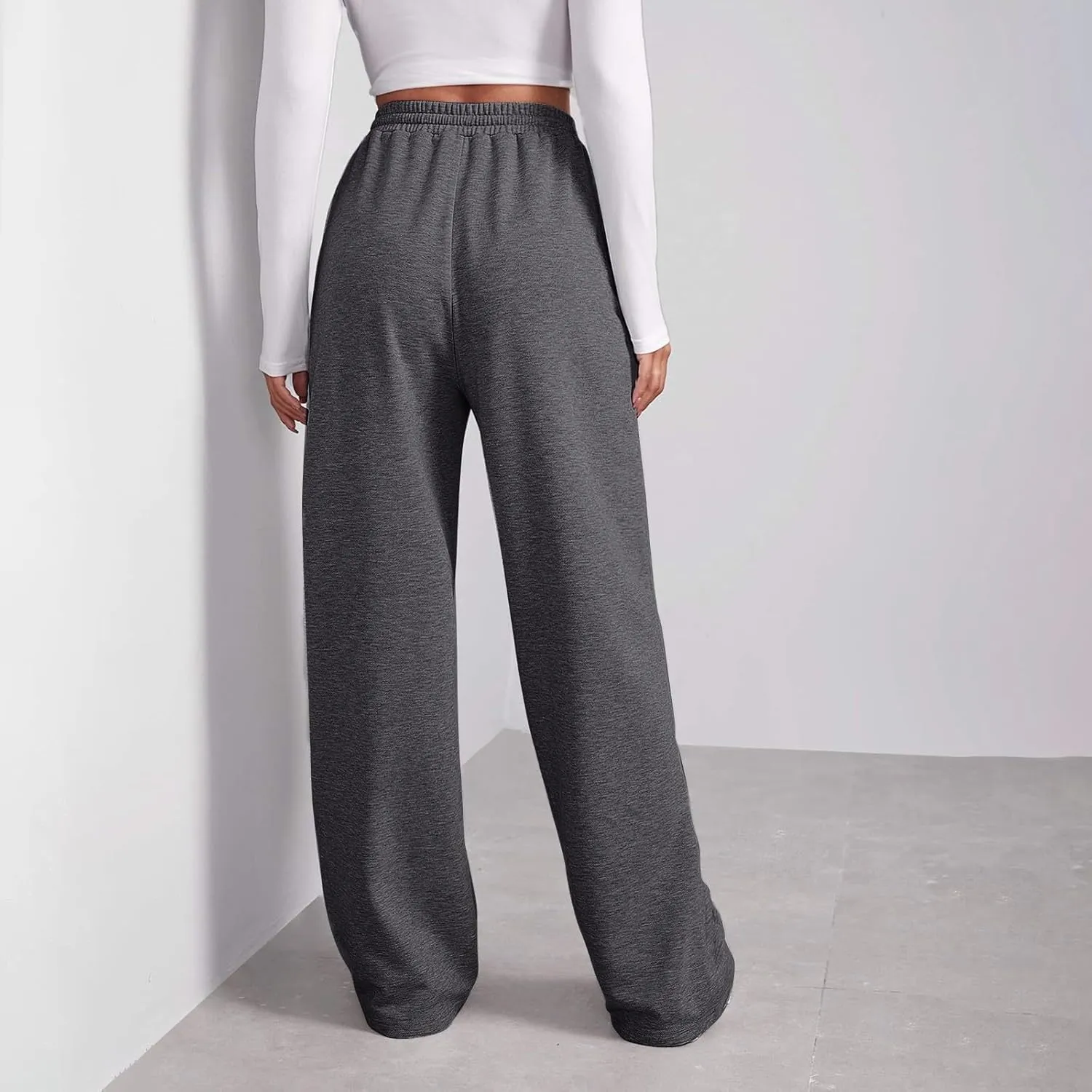 Fleece Lined Sweatpants Women Tall with Pocket Solid Color Trousers Stretchy Flowy Pants for Women High Rise Pants