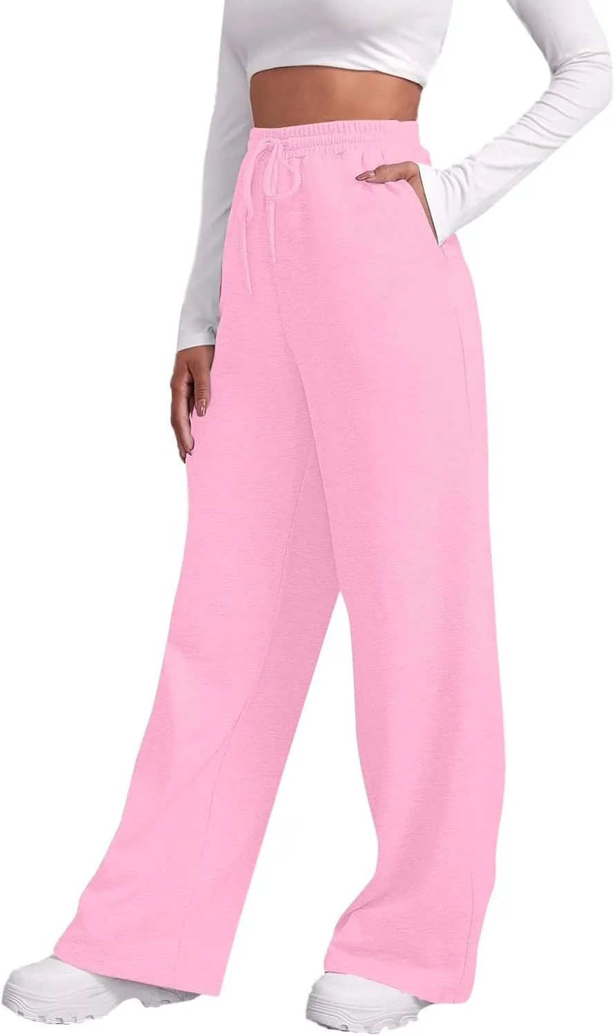 Fleece Lined Sweatpants Women Tall with Pocket Solid Color Trousers Stretchy Flowy Pants for Women High Rise Pants