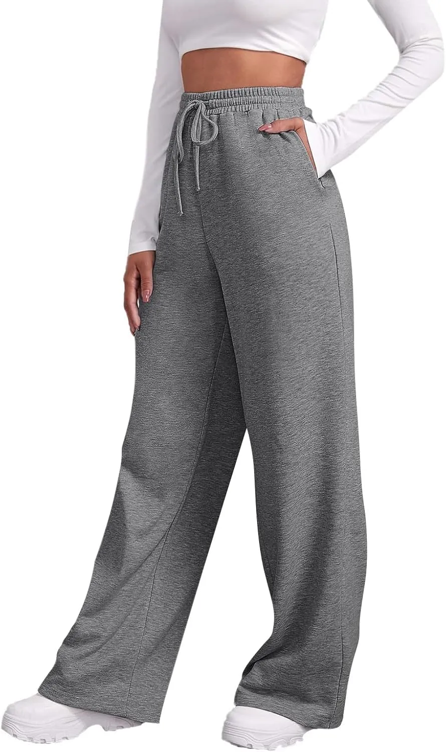 Fleece Lined Sweatpants Women Tall with Pocket Solid Color Trousers Stretchy Flowy Pants for Women High Rise Pants