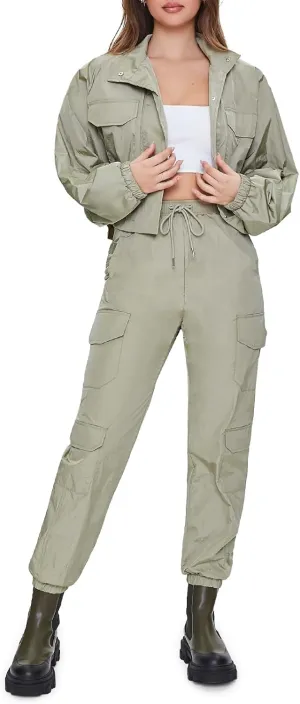Forever 21 Women's Windbreaker Cargo Joggers