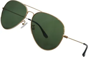 FreeFineTech Classic Aviator Polarized Sunglasses for Men and Women UV Protection Lightweight Metal Frame Suitable for Driving