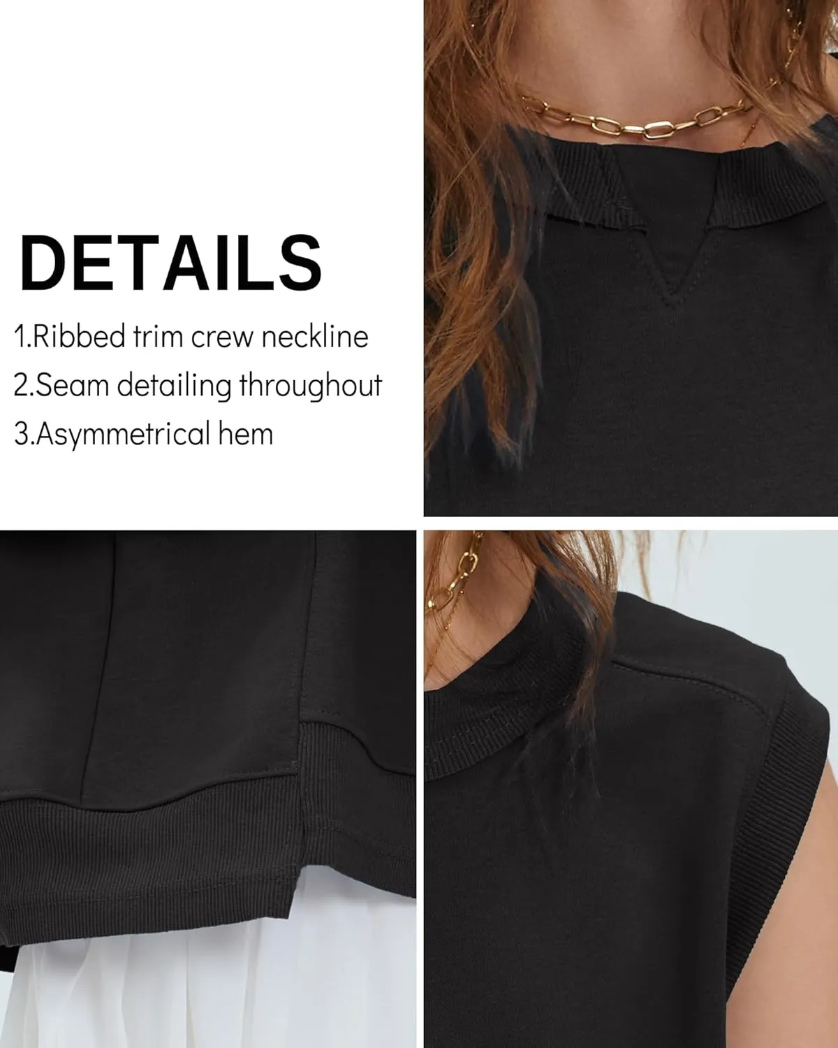 Gacaky Tank Top for Women Oversized Cropped Sleeveless Workout Tops Crewneck Athletic Running Pullover Sweatshirts