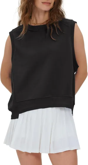 Gacaky Tank Top for Women Oversized Cropped Sleeveless Workout Tops Crewneck Athletic Running Pullover Sweatshirts