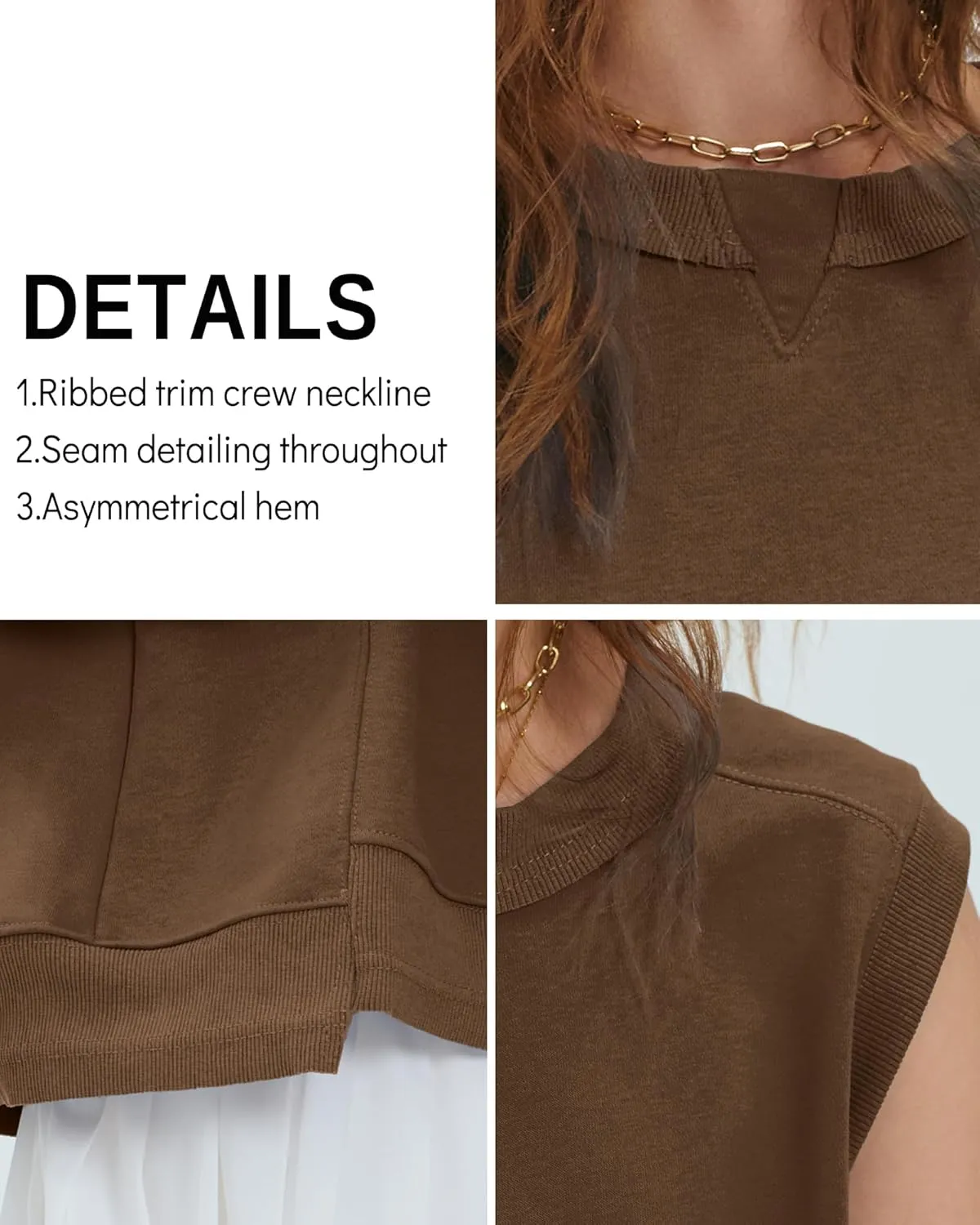 Gacaky Tank Top for Women Oversized Cropped Sleeveless Workout Tops Crewneck Athletic Running Pullover Sweatshirts