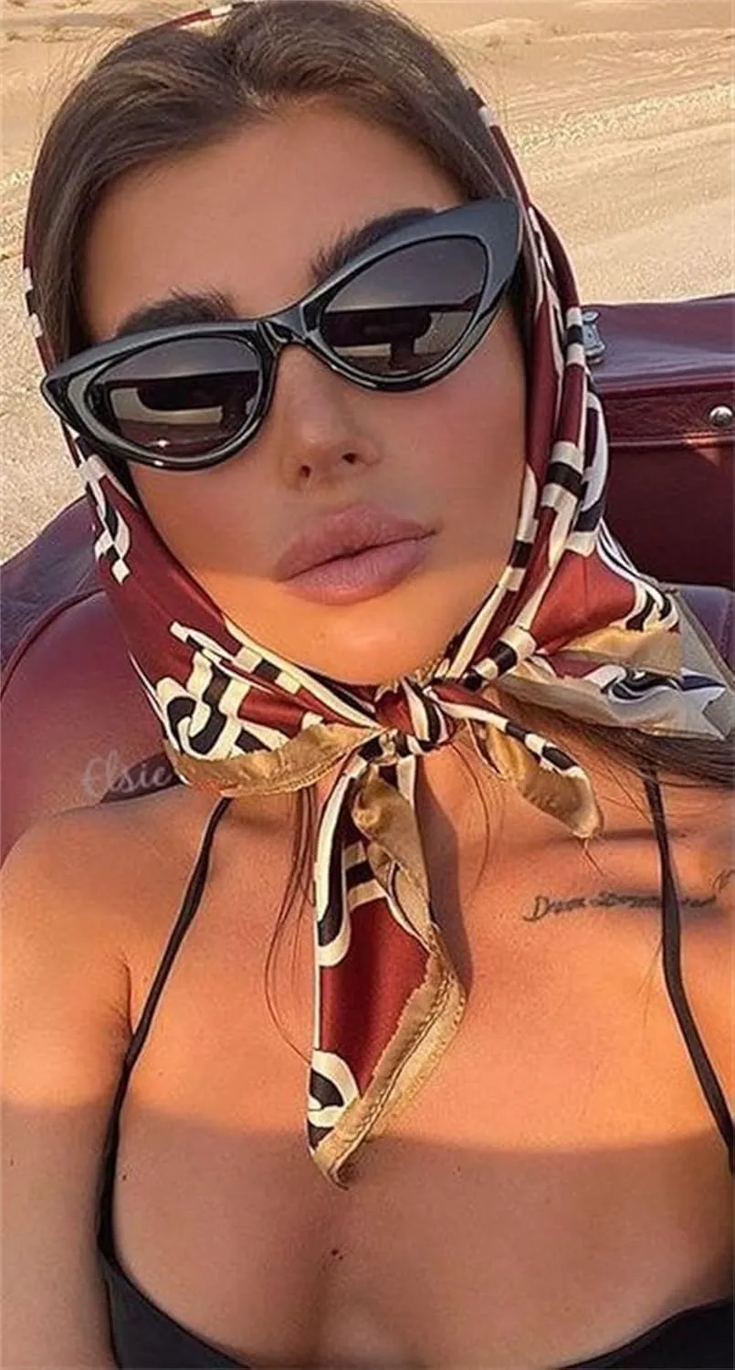 GIFIORE Retro Vintage Cat Eye Sunglasses for Women Trendy Narrow Cateye Frame Sun Glasses