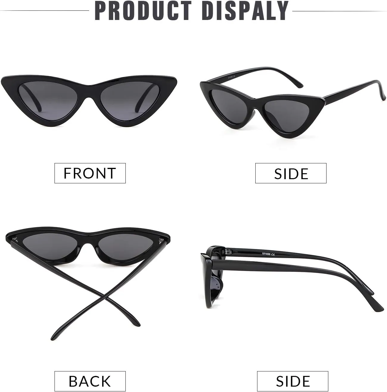 GIFIORE Retro Vintage Cat Eye Sunglasses for Women Trendy Narrow Cateye Frame Sun Glasses