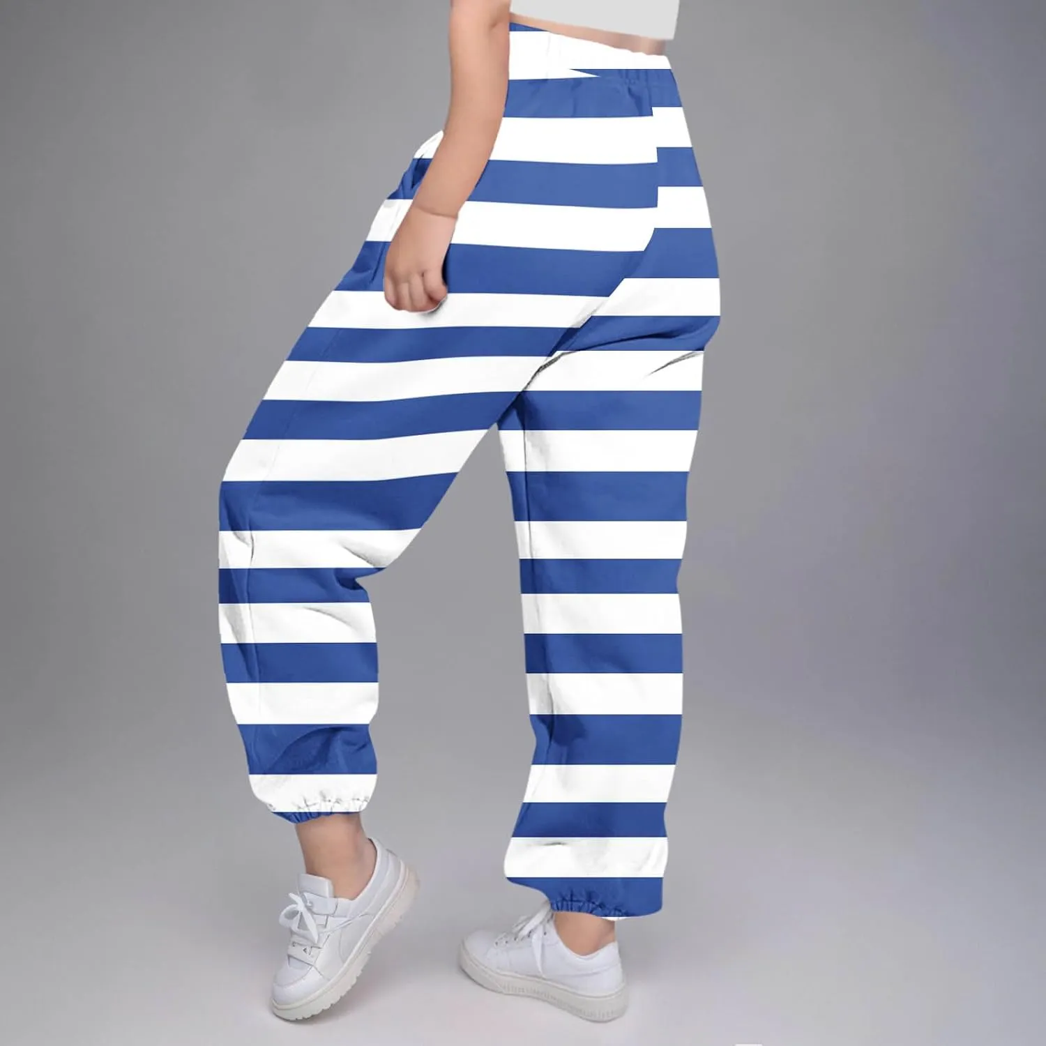Girls Baggy Colorblock Sweatpants Comfy Elastic Waist Drawstring Kids Casual Joggers Pants with Pockets Size 3-14 Years