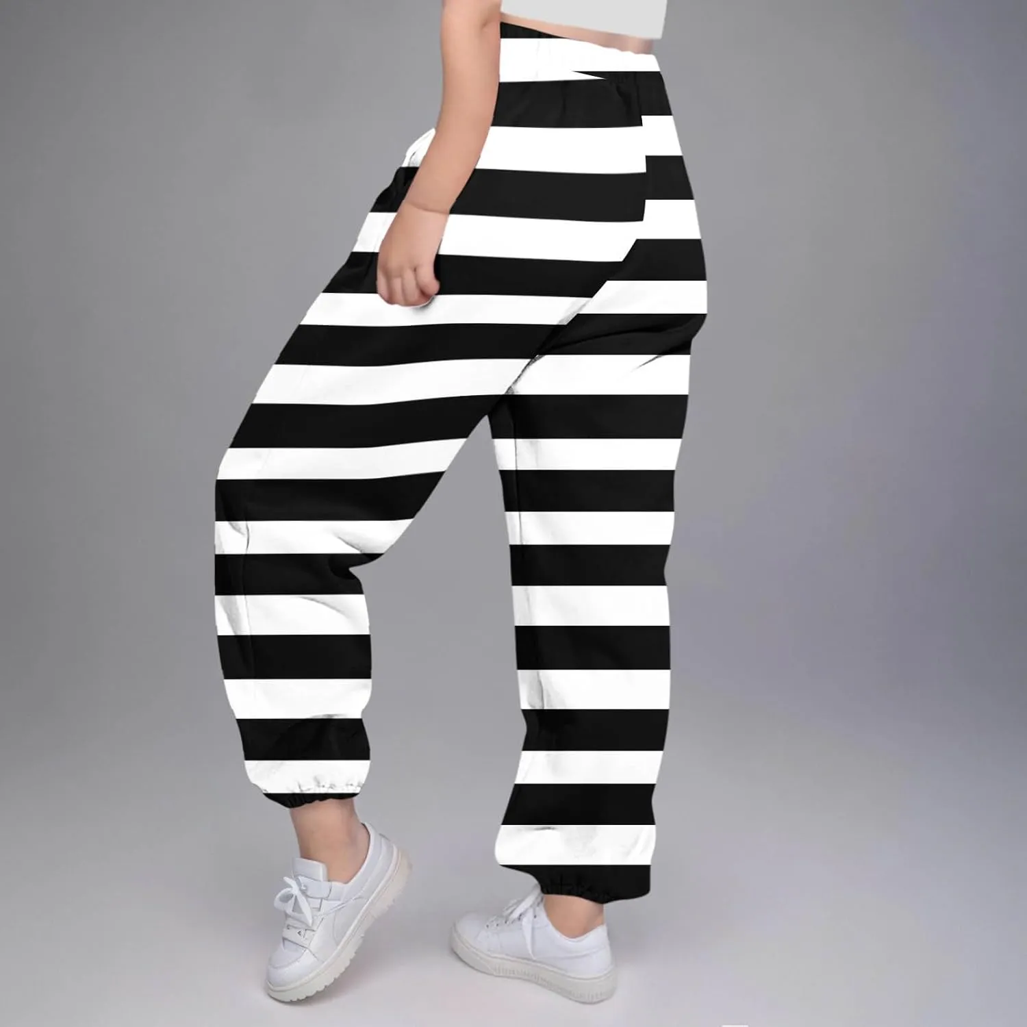 Girls Baggy Colorblock Sweatpants Comfy Elastic Waist Drawstring Kids Casual Joggers Pants with Pockets Size 3-14 Years