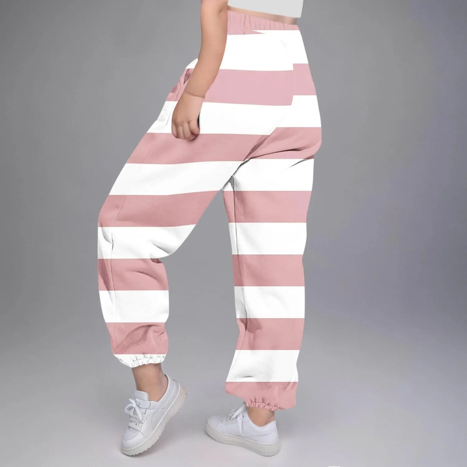 Girls Baggy Colorblock Sweatpants Comfy Elastic Waist Drawstring Kids Casual Joggers Pants with Pockets Size 3-14 Years