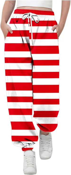 Girls Baggy Colorblock Sweatpants Comfy Elastic Waist Drawstring Kids Casual Joggers Pants with Pockets Size 3-14 Years