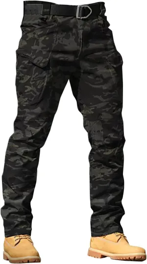 GOKKILRW Men's Casual Cargo Pants Military Army Camo Pants Combat Baggy Outdoor Hiking Training Work Pants with Multi Pockets