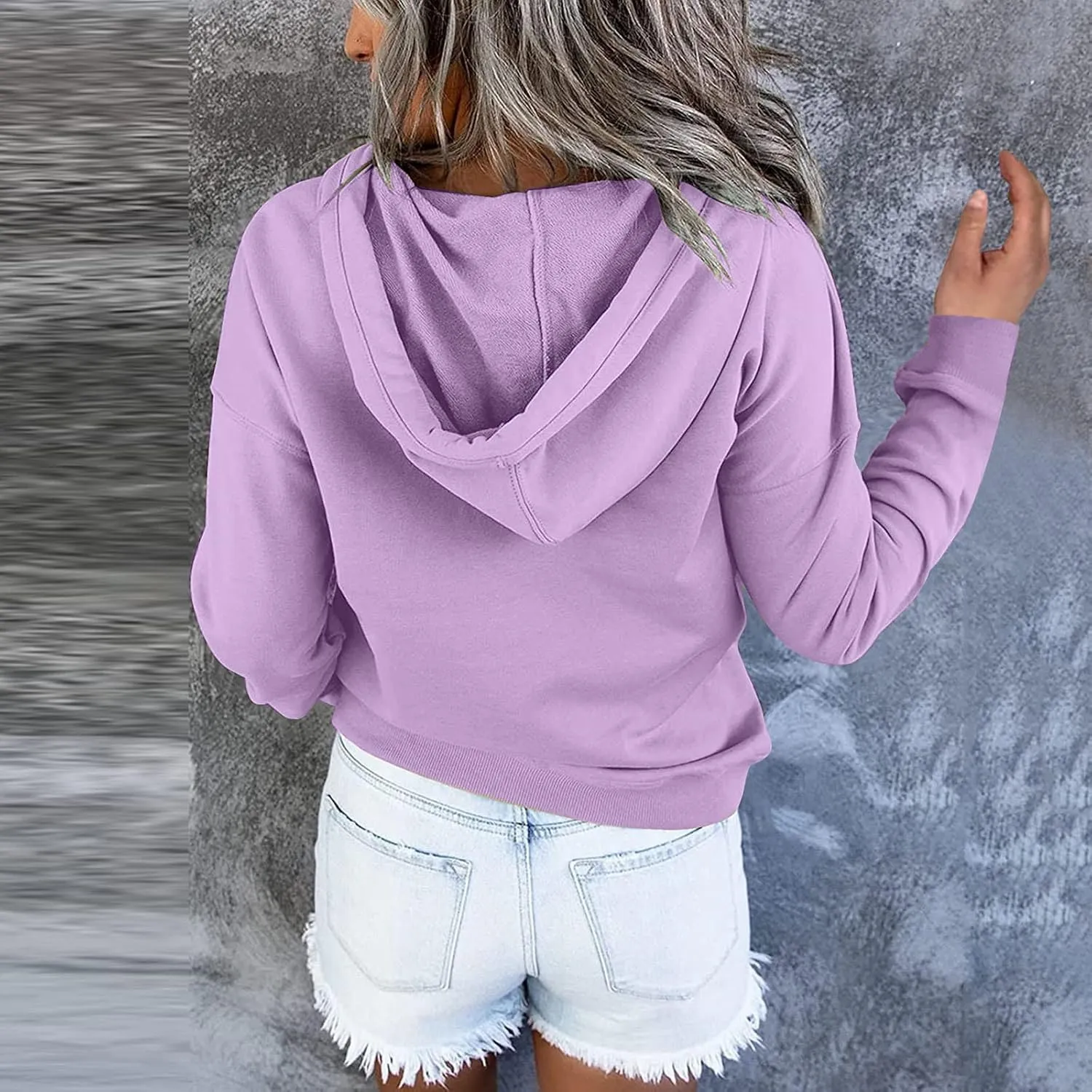 Half Button Pullover Hoodies for Women,Plus Size Soild Fleece Long Sleeve Kangaroo Pocket Winter Sweatshirt Tops