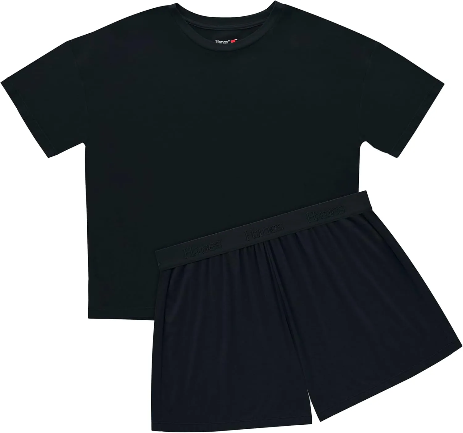 Hanes Women's Originals SuperSoft Comfywear 2 Piece Lounge Boxy T-Shirt & Sleep Shorts Loungewear Set