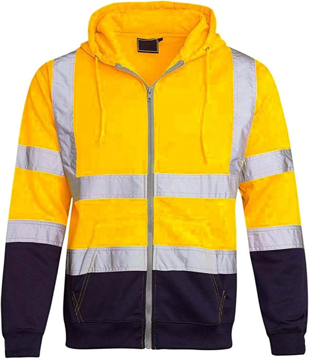 High Visibility Reflective safety Jackets for Men Hi Vis Jackets Fleece Protective Hoodie Sweatshirts Workwear Coats