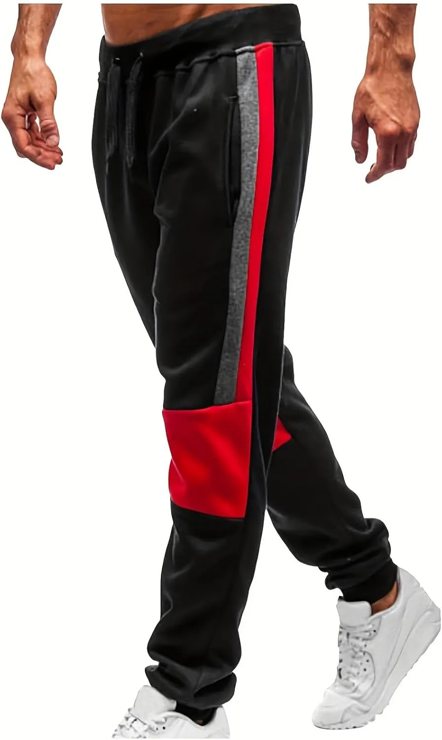 High Waisted 2024 Mens Sweatpant Fleece Lined Baggy Workout Athletic Joggers Pant Trendy Loose Baggy Lounge Bottoms