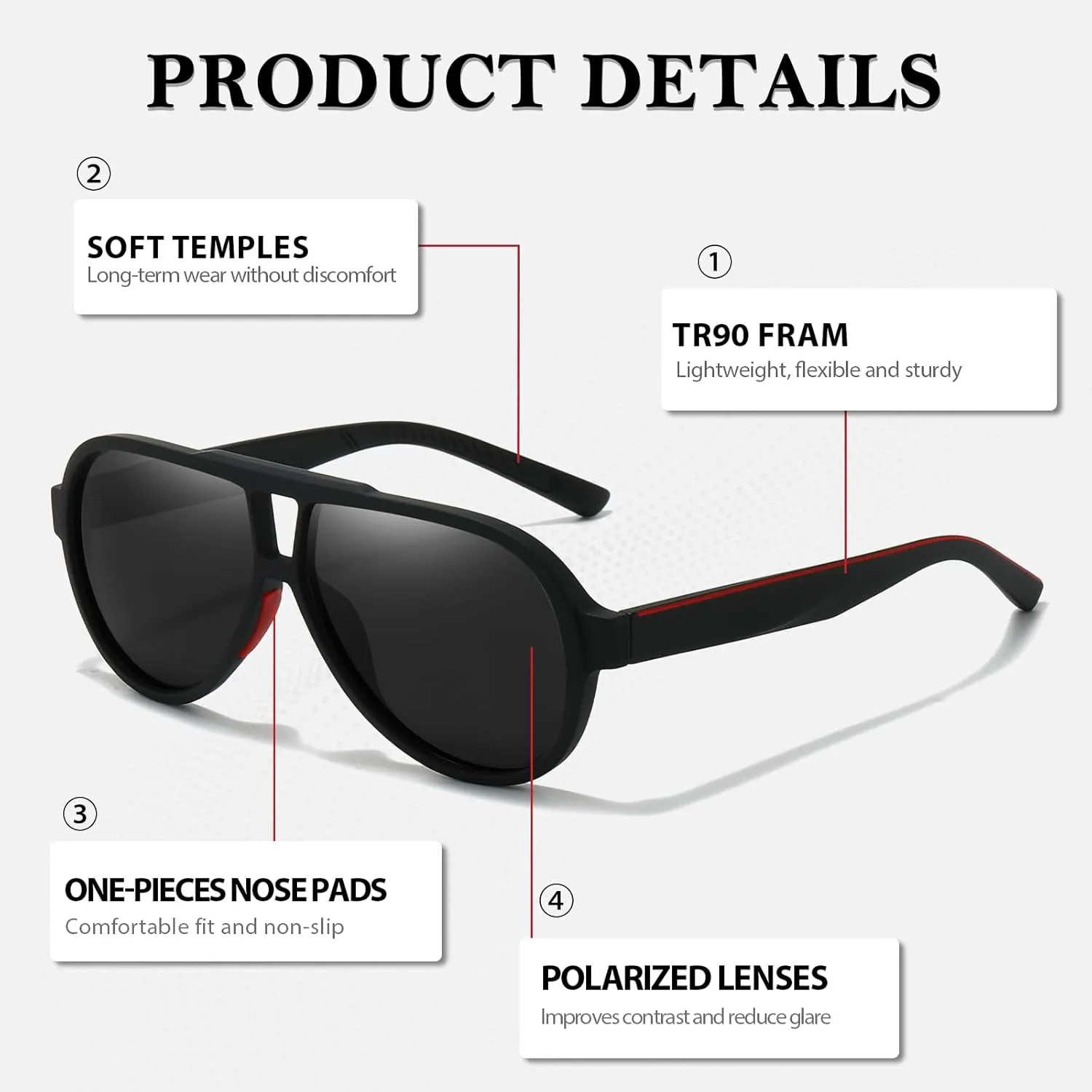 HIGLASS Classic Aviator Sunglasses for Men Polarized UV400 Protection Shades for Cycling, Running, Driving