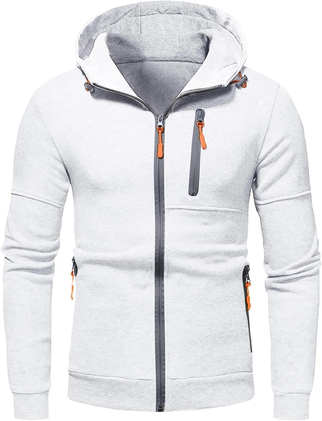 Hoodie Men, Men Hoodies Casual Hoodies for Men with Zip Pockets Full Zip Long Sleeve Sweatshirt Sports Y2k Hooded Jacket