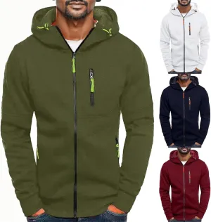 Hoodie Men, Men Hoodies Casual Hoodies for Men with Zip Pockets Full Zip Long Sleeve Sweatshirt Sports Y2k Hooded Jacket