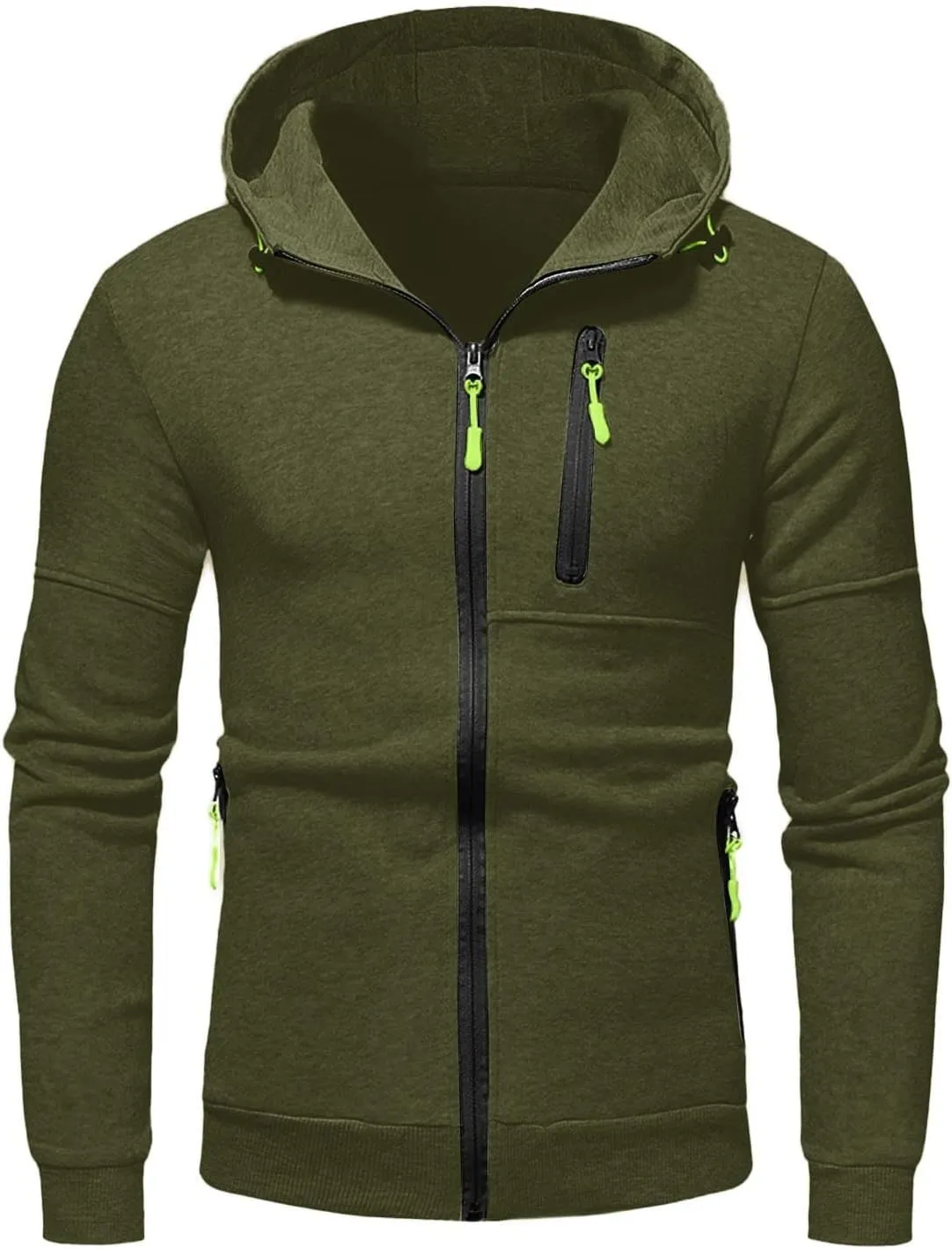 Hoodie Men, Men Hoodies Casual Hoodies for Men with Zip Pockets Full Zip Long Sleeve Sweatshirt Sports Y2k Hooded Jacket