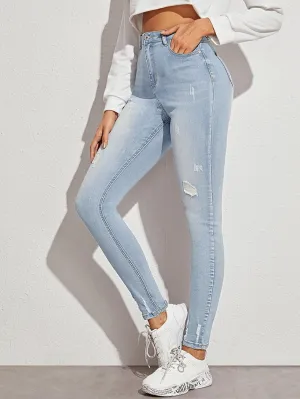 Jeans for Women Light Wash High-Waisted High Stretch Skinny Jeans Jeans for Women (Color : Light Wash, Size : Large)