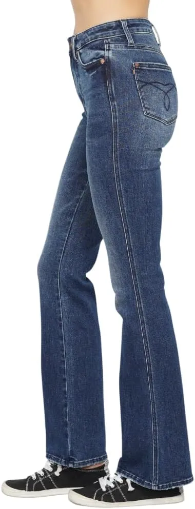 Judy Blue High Waist Dark Wash Tummy Control Embroidered Bootcut, Inseam 32"