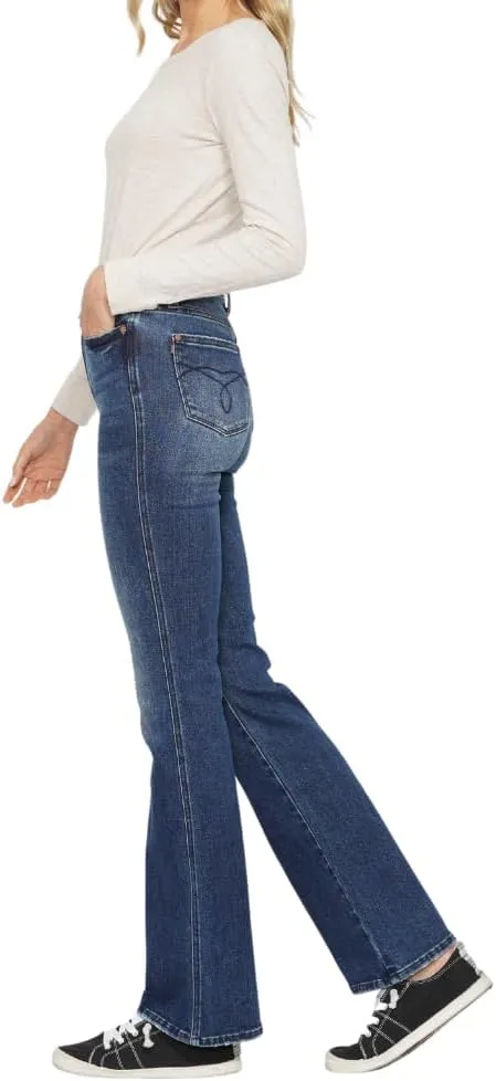 Judy Blue High Waist Dark Wash Tummy Control Embroidered Bootcut, Inseam 32"