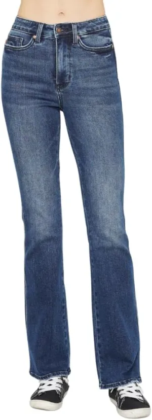 Judy Blue High Waist Dark Wash Tummy Control Embroidered Bootcut, Inseam 32"