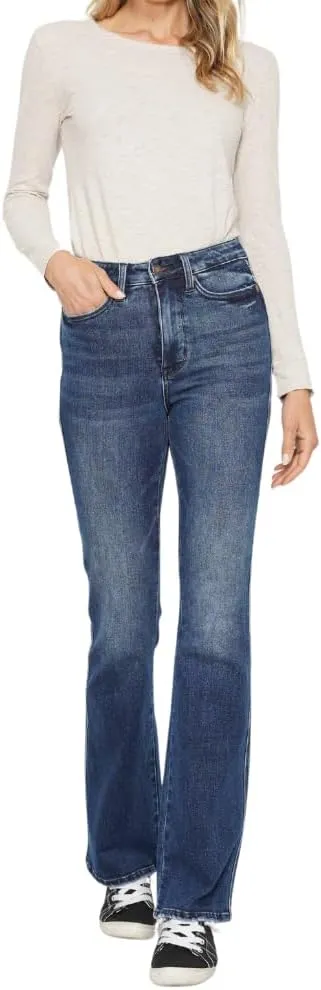 Judy Blue High Waist Dark Wash Tummy Control Embroidered Bootcut, Inseam 32"