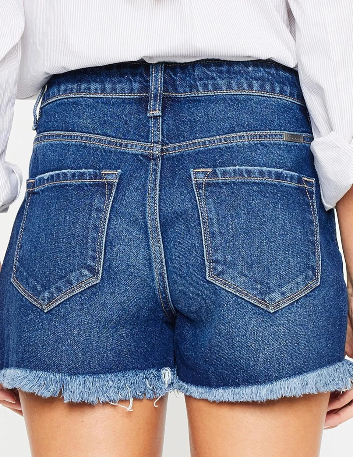 Kancan Jeans Glora High Rise Shorts Distressed Frayed Hem Dark Wash Short Denim KC9206D