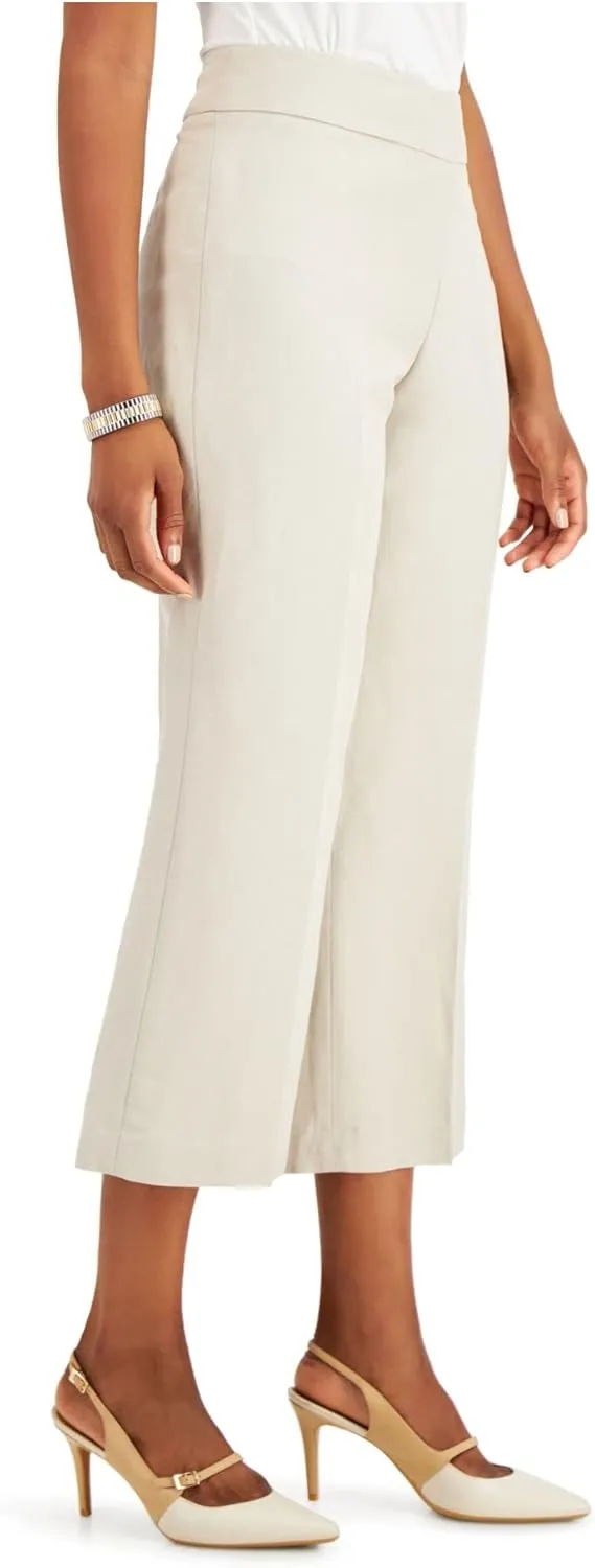 Kasper Women's Linen Wide Leg Side Zip Pant