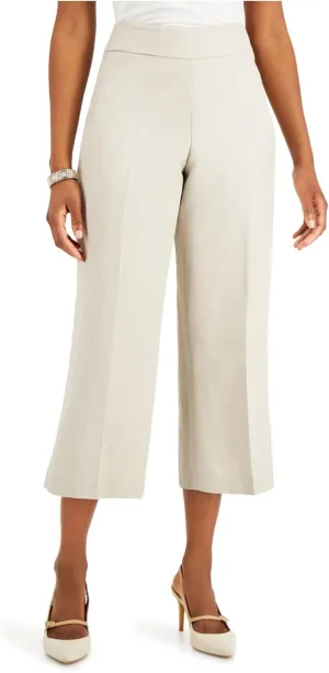 Kasper Women's Linen Wide Leg Side Zip Pant
