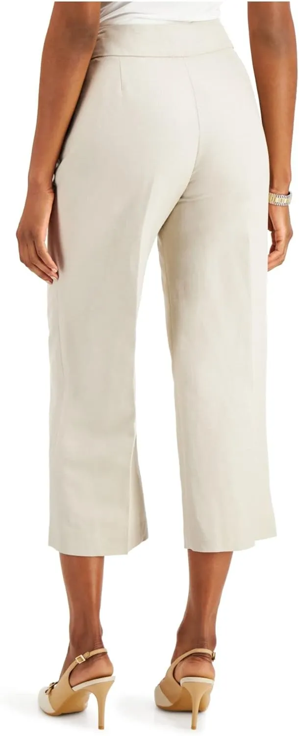 Kasper Women's Linen Wide Leg Side Zip Pant