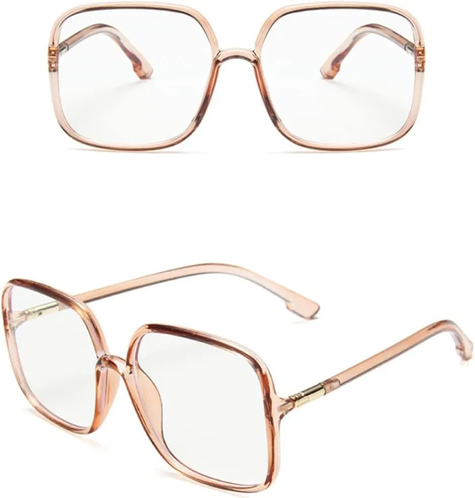 large frame transparent women sunglasses male lady sun glasses plain face