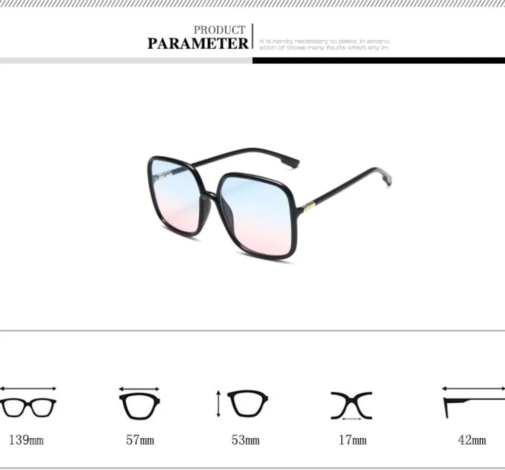 large frame transparent women sunglasses male lady sun glasses plain face