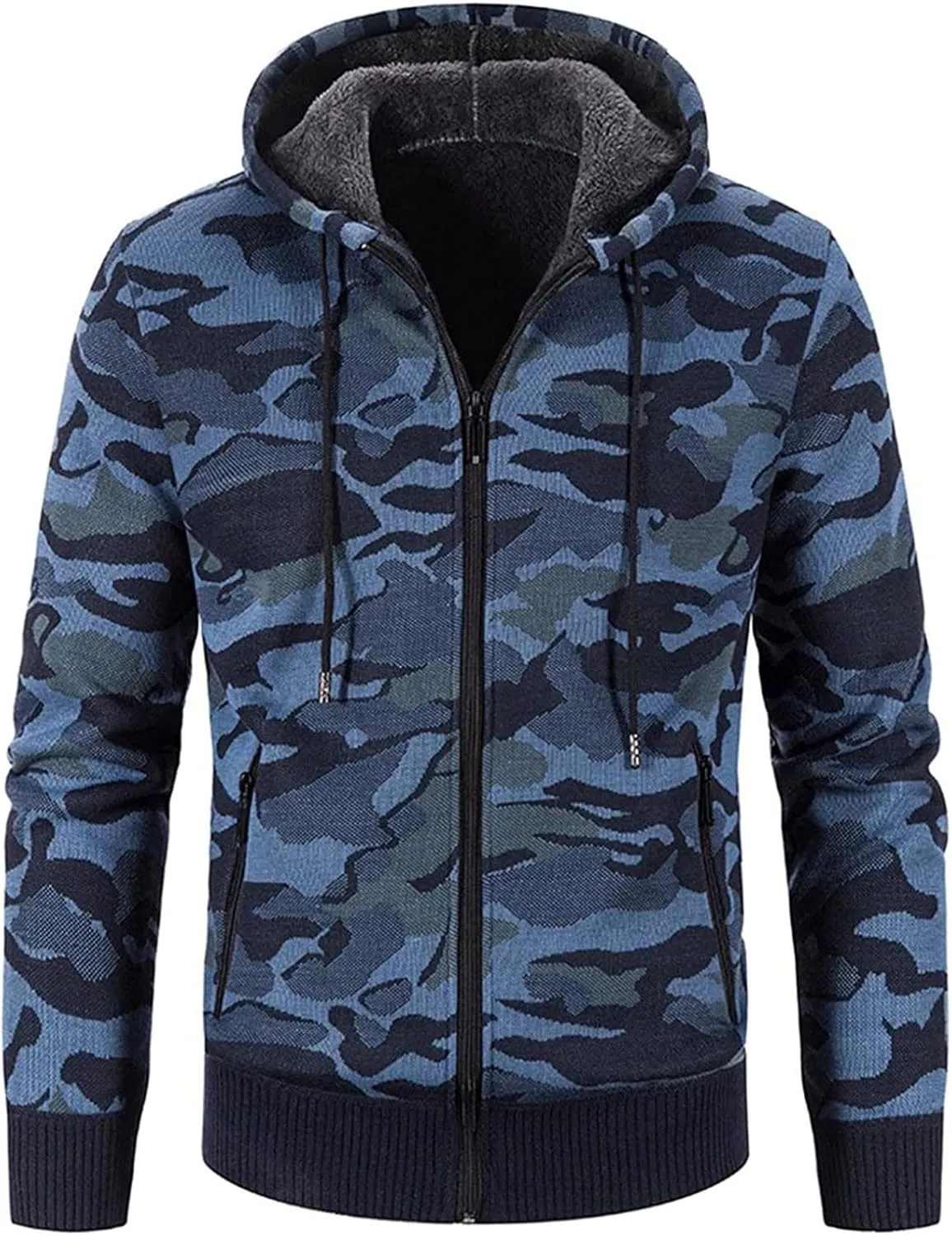 Lightweight Hoodie Men Men's Fashion Long Sleeve Warm Camouflage Printed Hooded Jacket Top Unisex Pullover Hoodie